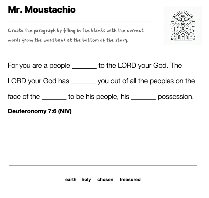 Mr. Moustachio fill-in-the-blank